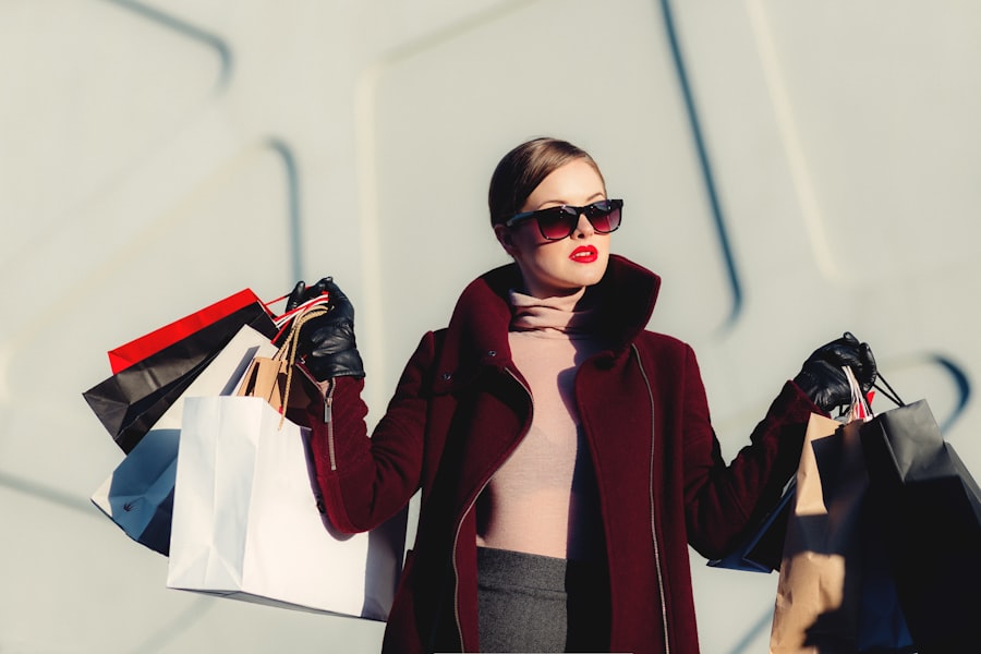 Shopper carrying boutique bags